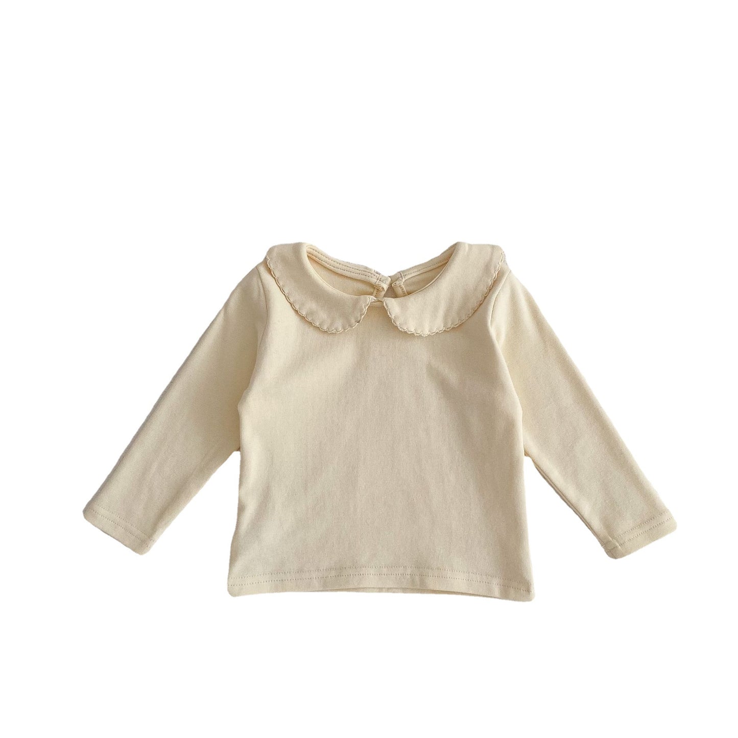 Chemise à col Peter Pan, t-shirt polyvalent à manches longues