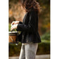 Manteau court à col montant et à volants pour femme