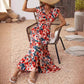 European And American V Neck Short Sleeve Dress