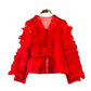 Retro Temperamental Fairy Loose V-neck Flounce Shirt For Women