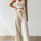 Women's Gathering Bra Cup With Top Stretchy Straight-leg Pants Holiday Casual Suit
