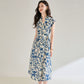 Women's Blue And White Printing Temperament Dress