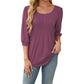Round Neck Drawstring Half Sleeve Women's T-shirt Tops