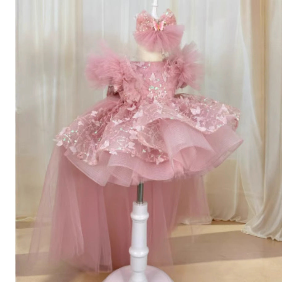 New Butterfly Sequin Long Sleeved Princess Dress