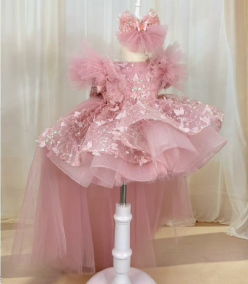New Butterfly Sequin Long Sleeved Princess Dress