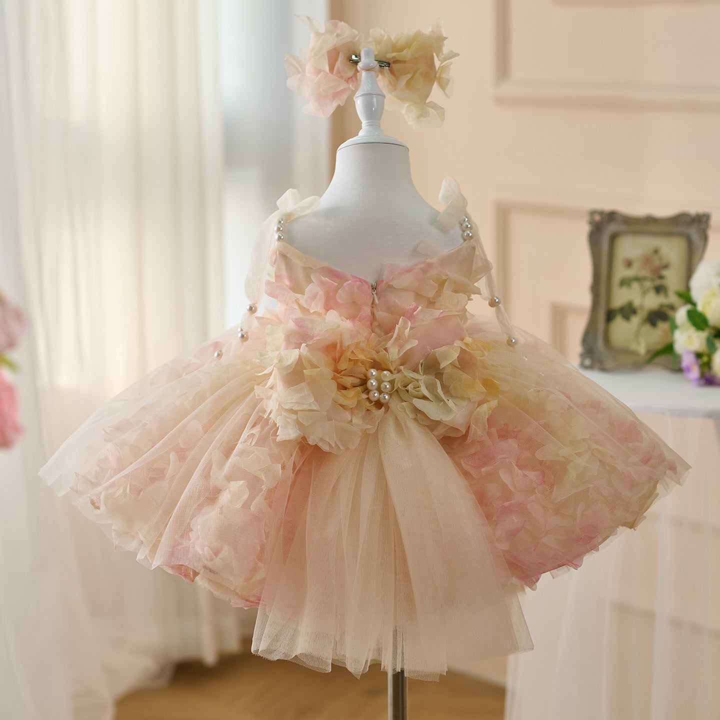 Robe pour enfant avec écharpe contrastée, style Mori, parapluie, princesse, pour fille