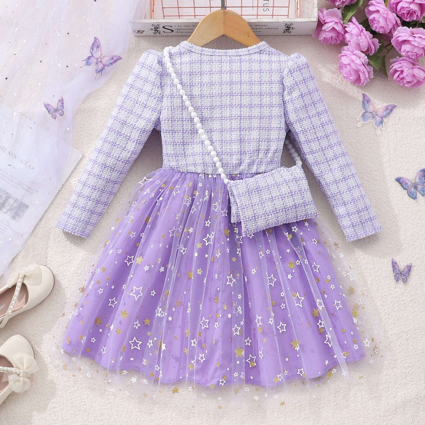 Robe en maille à manches longues Lady Star pour fille