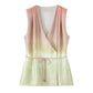Tie-dye Printed V-neck Top High Waist Trousers Suit
