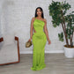 Women's Fashion Solid Color Long One Shoulder Pleated Dress
