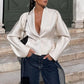 Fashionable One-button Silk Satin Texture Short Waist-tight Suit Jacket