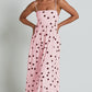 U-collar Tight Waist Large Skirt Polka Dot Print Dress