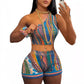 Abstract Printing Suit Multicolor Women