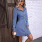 Robe en jean amincissante à manches longues et taille ajustée style rétro