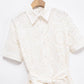 Poplin Shirt-style Lace-up Embroidery Dress