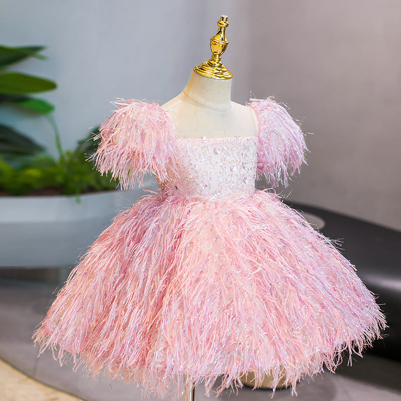 Polyester Girl Princess Dress Small Host Performance Costume