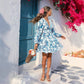 V-neck Long Sleeve Lotus Leaf Swing Dress