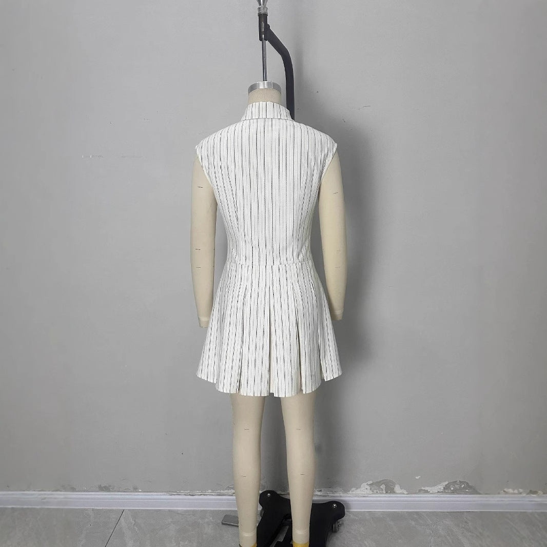 Commute Slim-fit Sleeveless Single-breasted Dress