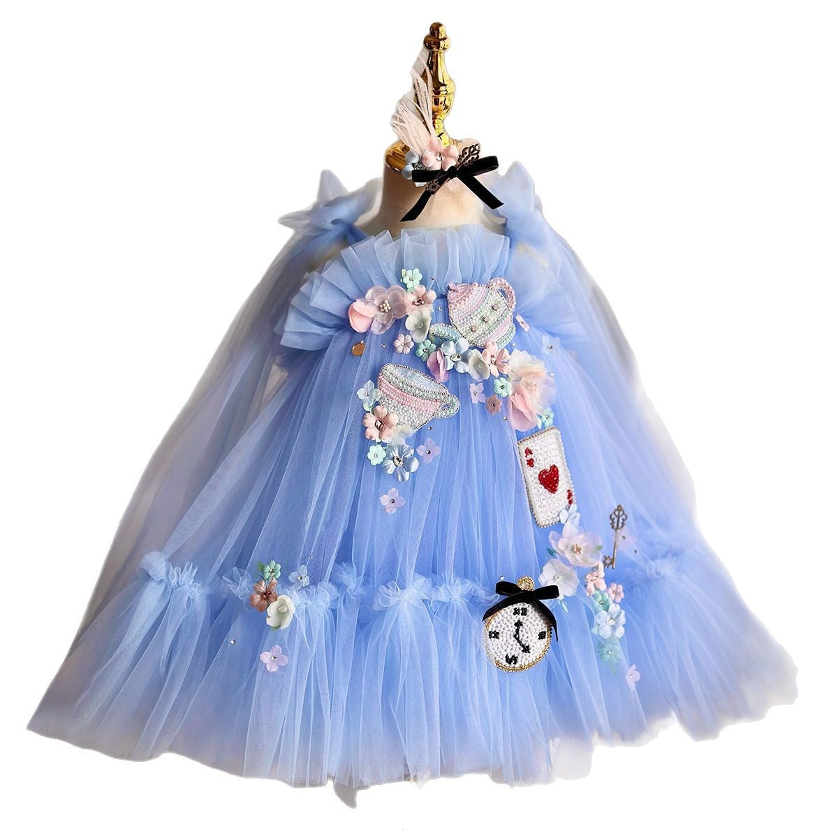 Fashion Personality Girl Applique Mesh Dress