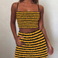 Women's Texture Striped Spaghetti Straps Suit Dress