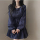 Pleated Design Small Lace-up Waist-controlled Slimming Dress