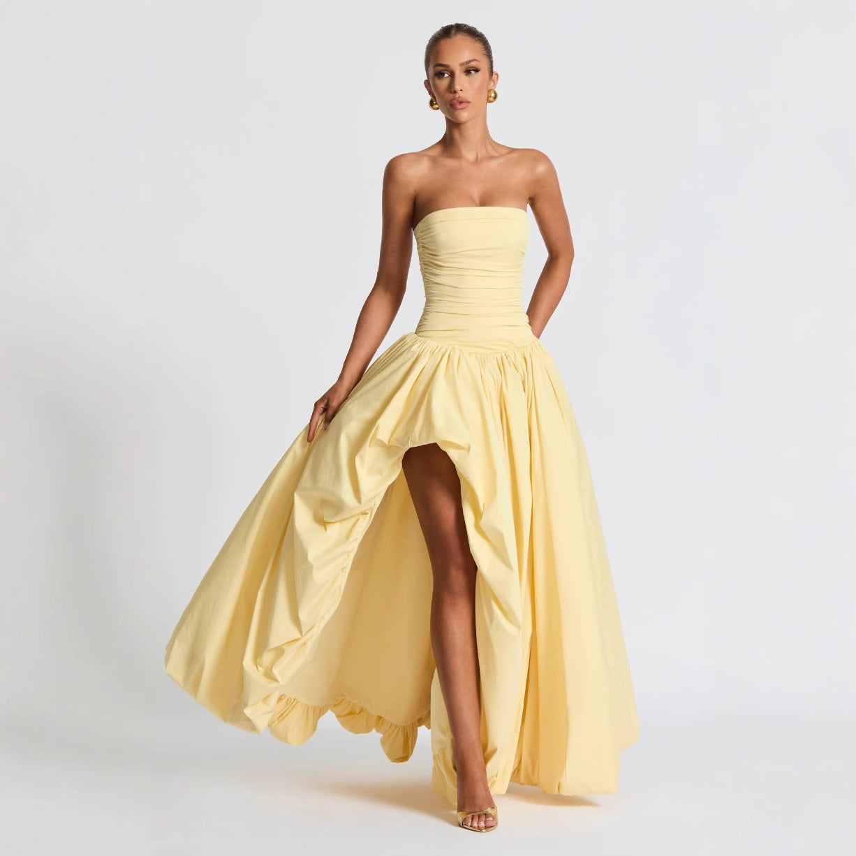 Women's Fashion Temperament Pure Color Sling Dress
