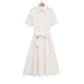 Poplin Shirt-style Lace-up Embroidery Dress