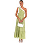 Women's Fashion Casual Pure Color Tied Dress