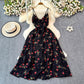 Colorful Flora V-neck Strap Dress Women