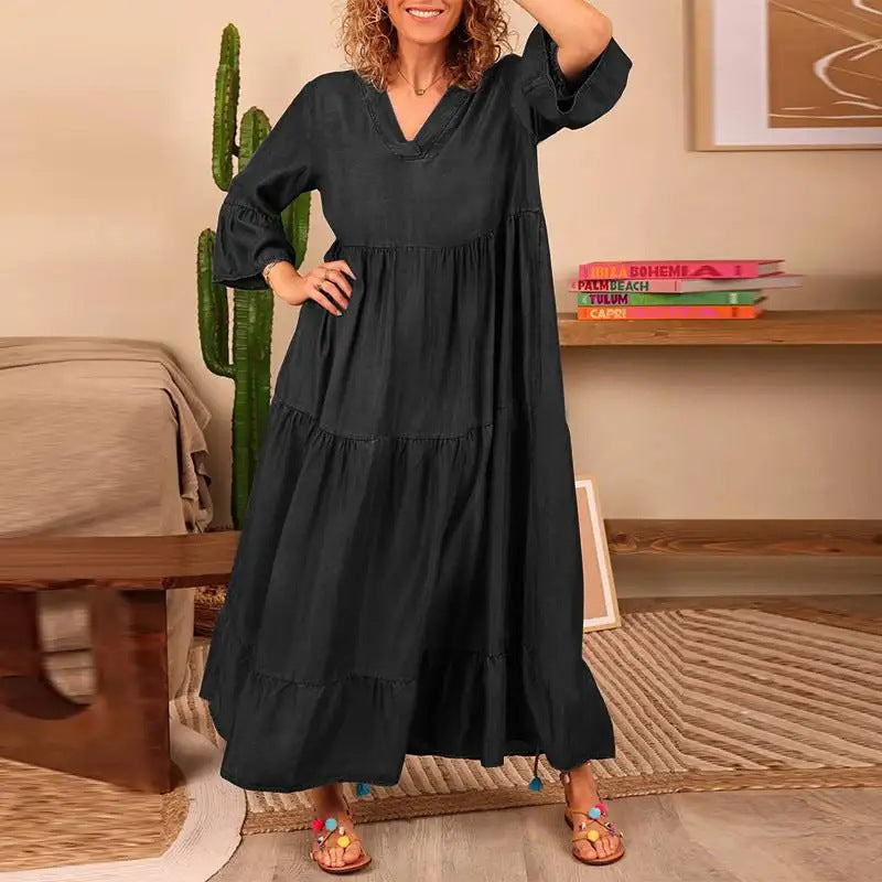 Jupe décontractée grande taille de couleur unie pour femme