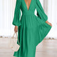 V-neck Waist-controlled Long Sleeves Dress Women