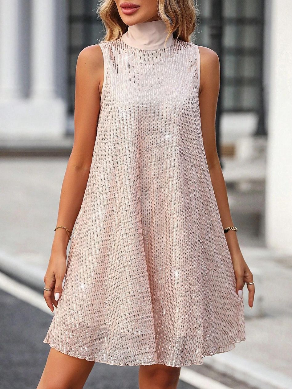 Women's Fashion Sequin Shiny Sleeveless Pullover Dress