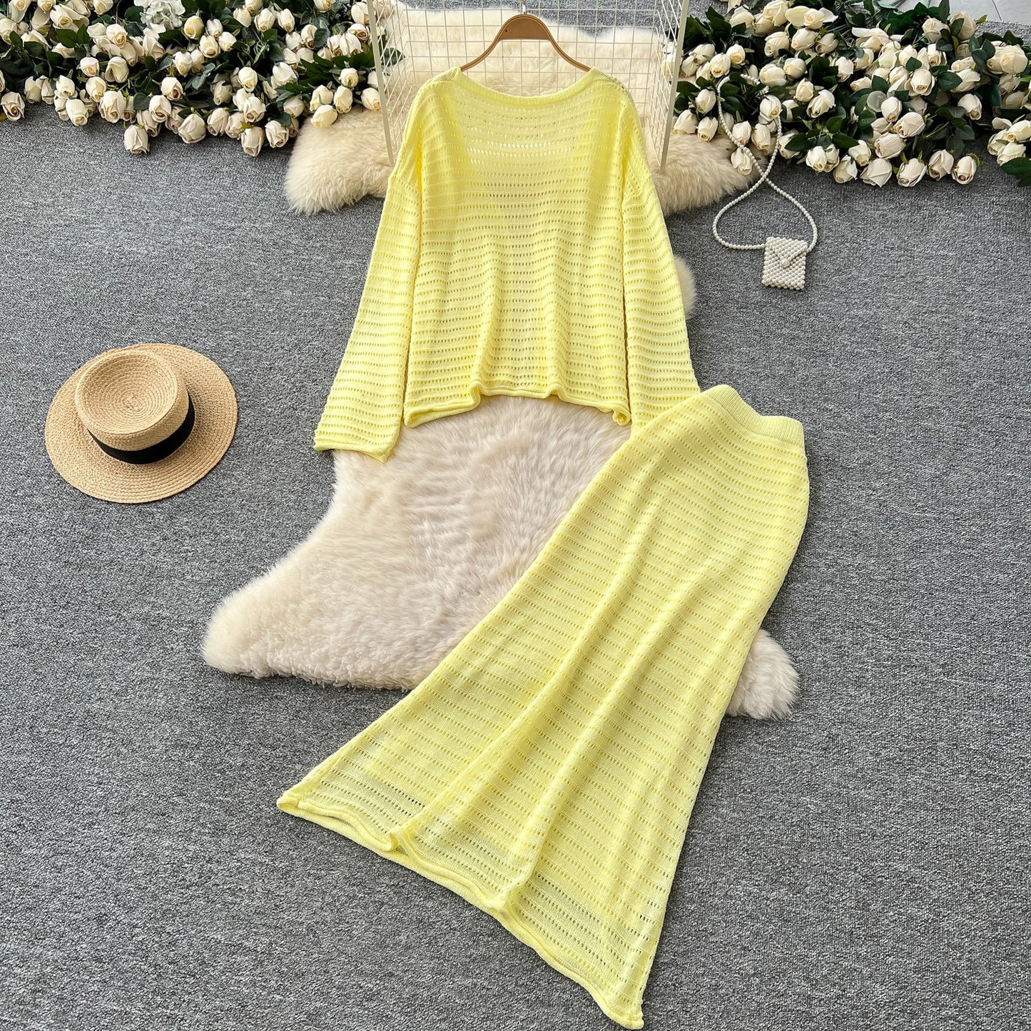 Coat High Waist Skirt Two-piece Set