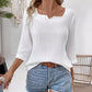 Women's Autumn Simplicity Solid Color Long-sleeved V-neck Top