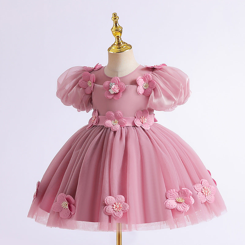 Girls' High-end Flowers Fashionable Dress