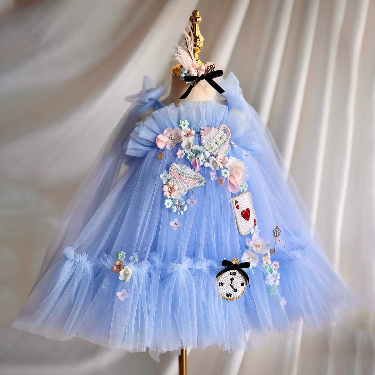 Fashion Personality Girl Applique Mesh Dress