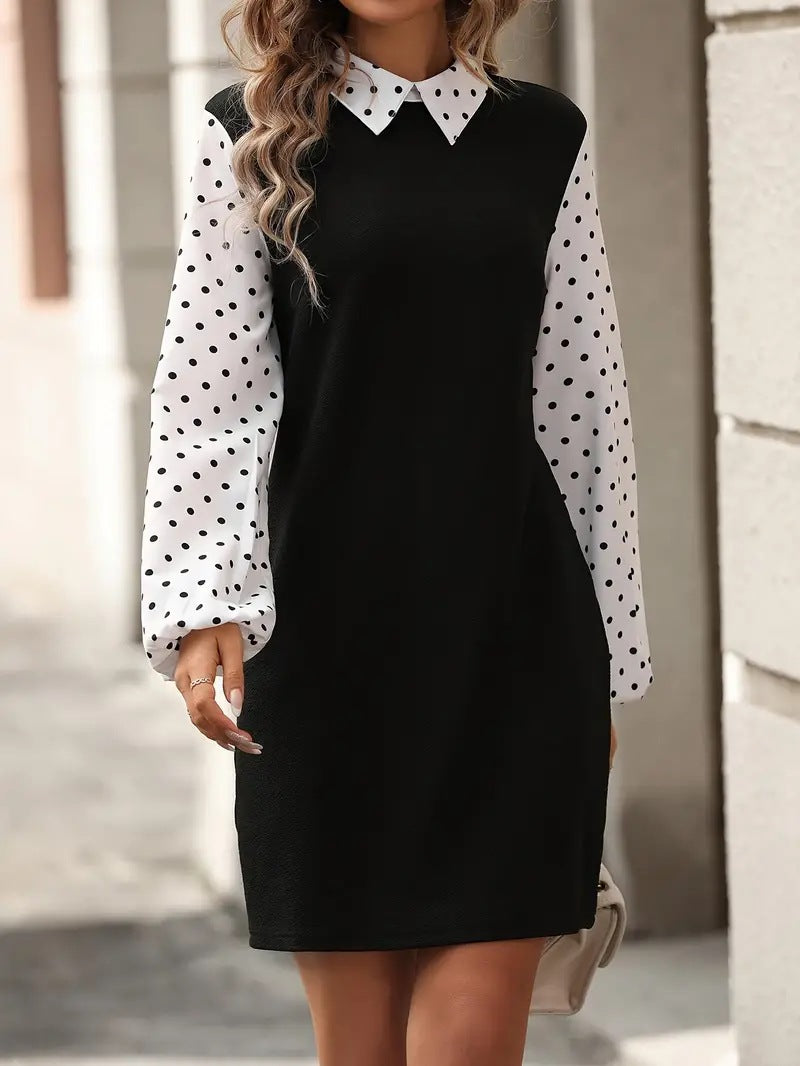 Robe à manches longues avec coutures tendance pour femme