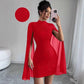 Women's Round Neck Sunken Stripe Pearl Chiffon Sheath Dress