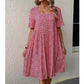 Round Neck Short Sleeve Printed Floral Dress Women