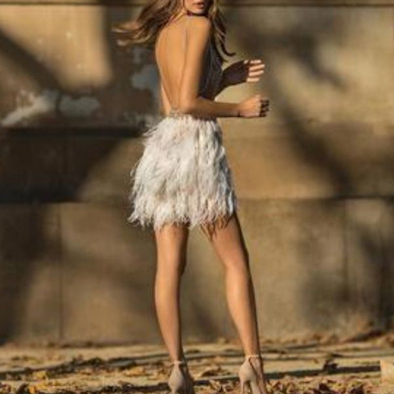 Robe à plumes personnalisée pour femme
