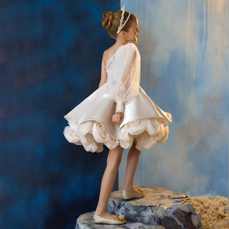 Robe de princesse parapluie pour petite fille, épaules dénudées, personnalité