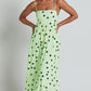 U-collar Tight Waist Large Skirt Polka Dot Print Dress