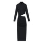 Fall Women's Clothing European And American Style Long Sleeve Mid-length Dress
