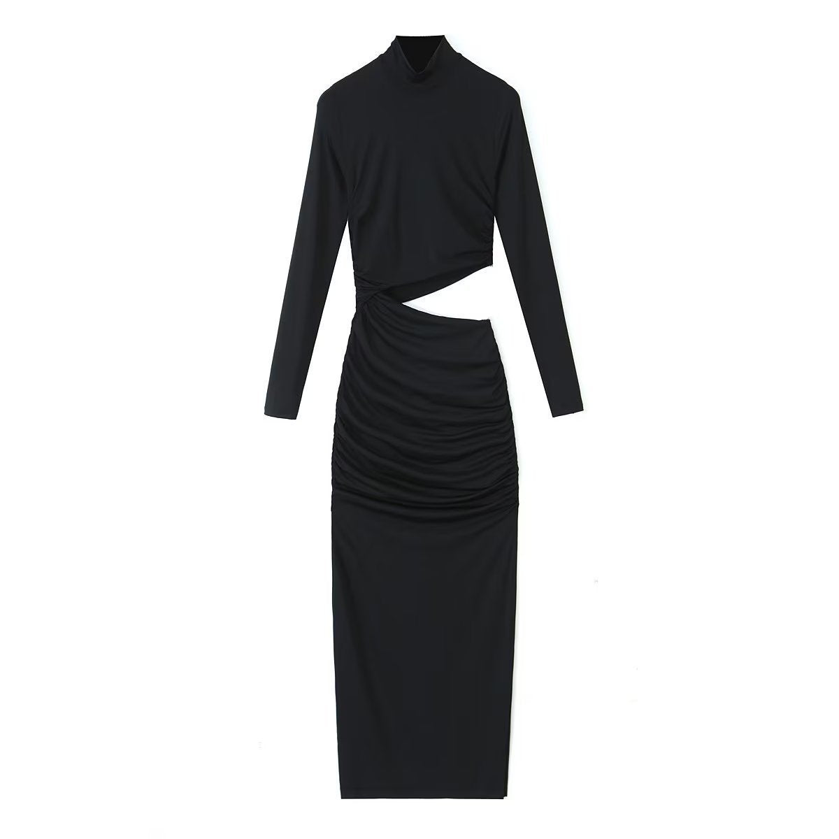 Fall Women's Clothing European And American Style Long Sleeve Mid-length Dress