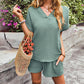 Solid Color Short Sleeve Shorts Temperament Commute Casual Suit