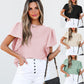 Women's Double-layer Ruffled Polyester Short-sleeved Round Neck T-shirt