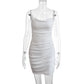 Oval Bead Sling Dress Low Cut Side Slit