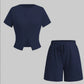Women's Slim-fit Short Sleeve Blouse And Pants