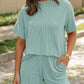 Thread Short Sleeve Round Neck Top Pocket