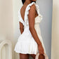 Women's Ruffled Deep V Slim Fit Backless Dress