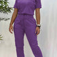 Workwear Casual Round Neck Short Sleeve Trousers Two-piece Set